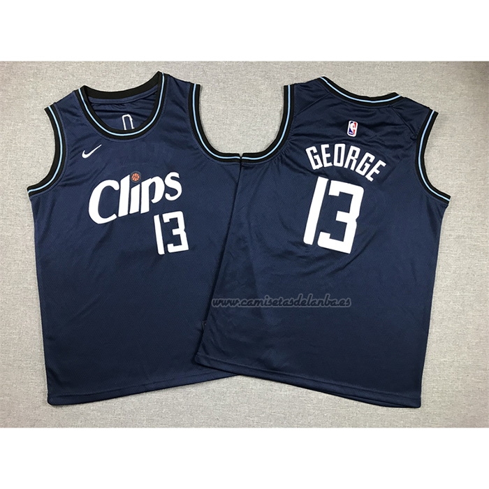 Camiseta Nino Los Angeles Clippers Paul George NO 13 Ciudad 2023-24 Azul